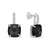 Thumbnail Image 3 of 10.0mm Checkerboard Cushion-Shaped Black Onyx and White Topaz Drop Earrings in Sterling Silver