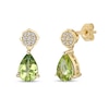 Thumbnail Image 0 of Pear-Shaped Peridot and White Topaz Quatrefoil Teardrop Earrings in Sterling Silver with 18K Gold Plate