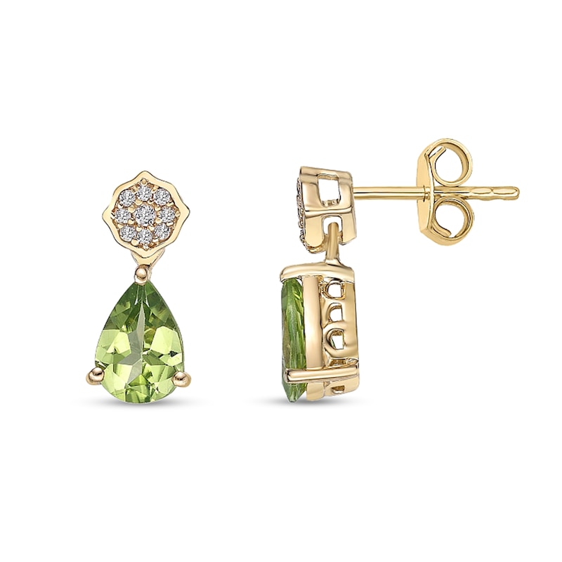 Pear-Shaped Peridot and White Topaz Quatrefoil Teardrop Earrings in Sterling Silver with 18K Gold Plate