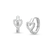 Thumbnail Image 1 of 1/6 CT. T.W. Diamond Heart Huggie Hoop Earrings in Sterling Silver