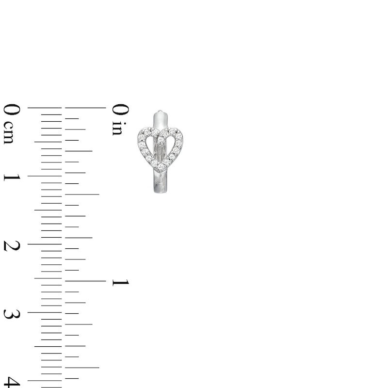Main Image 3 of 1/6 CT. T.W. Diamond Heart Huggie Hoop Earrings in Sterling Silver