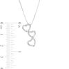 Thumbnail Image 2 of 1/6 CT. T.W. Diamond Linear Hearts Trio Pendant in Sterling Silver