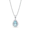 Thumbnail Image 1 of Pear-Shaped Aquamarine and 1/6 CT. T.W. Diamond Sunburst Frame Pendant in 14K White Gold