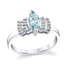 Thumbnail Image 1 of Marquise-Cut Aquamarine and 1/5 CT. T.W. Baguette Diamond Tiered Collar Ring in 14K White Gold