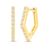 Thumbnail Image 1 of 1/4 CT. T.W. Diamond Squared Hoop Earrings in Sterling Silver with 14K Gold Plate