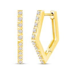 1/4 CT. T.W. Diamond Squared Hoop Earrings in Sterling Silver with 14K Gold Plate