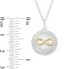 Thumbnail Image 3 of 1/10 CT. T.W. Diamond Sideways Infinity Bead Frame Circle Pendant in Sterling Silver and 10K Gold