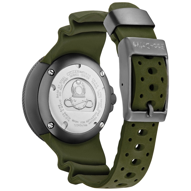 Main Image 3 of Men's Citizen Eco-Drive® Promaster Diver Black PVD Watch with Green Dial (Model: BJ8057-09X)