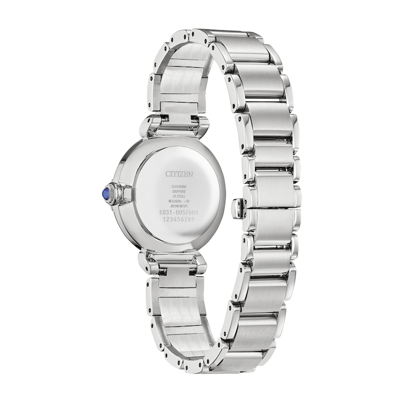 Main Image 3 of Ladies' Citizen Eco-Drive® L Mae Diamond Accent Silver-Tone Watch with Mother-of-Pearl Dial (Model: EM1060-52N)