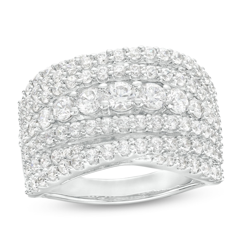 2 CT. T.W. Certified Lab-Created Diamond Multi-Row Crossover Band in 14K White Gold (F/SI2)