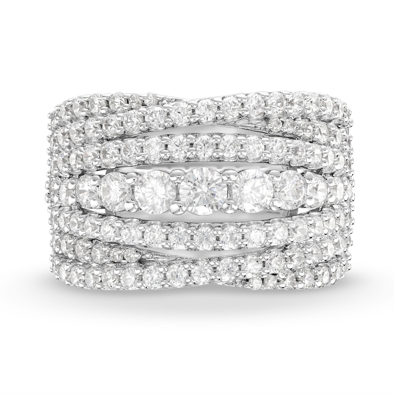 2 CT. T.W. Certified Lab-Created Diamond Multi-Row Crossover Band in 14K White Gold (F/SI2)