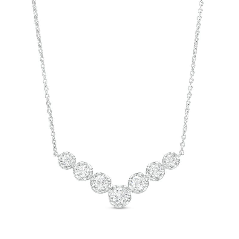 Main Image 1 of 1 CT. T.W. Certified Lab-Grown Diamond Graduated Seven Stone Necklace in 14K White Gold (F/SI2)
