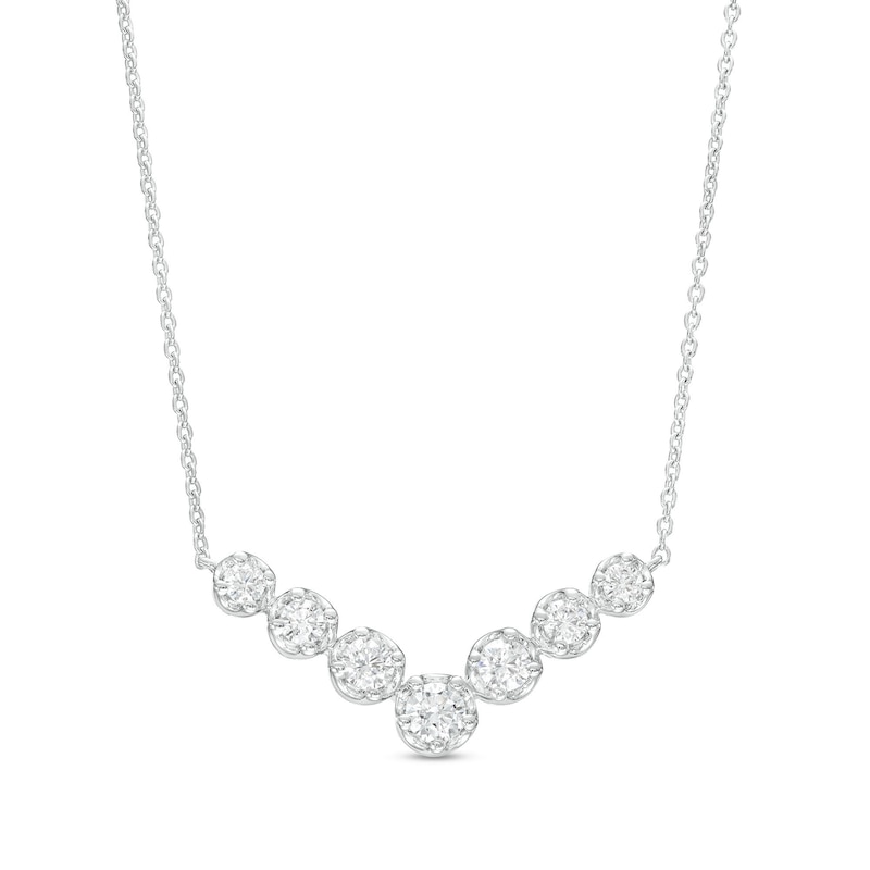 1 CT. T.W. Certified Lab-Created Diamond Graduated Seven Stone Necklace in 14K White Gold (F/SI2)