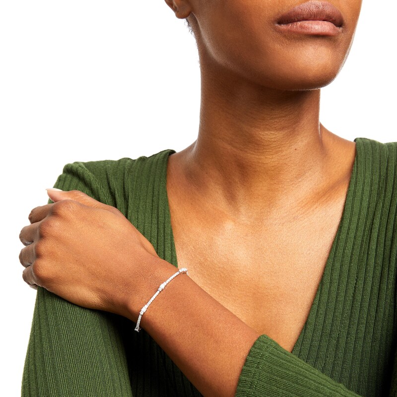 Main Image 2 of 3 CT. T.W. Certified Lab-Grown Diamond Alternating Trio Bracelet in 14K White Gold (F/SI2) - 7.0"
