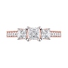 Thumbnail Image 3 of 1-1/5 CT. T.W. Princess-Cut Diamond Three Stone Vintage-Style Engagement Ring in 14K Rose Gold (I/I2)