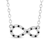 Thumbnail Image 1 of 1/20 CT. T.W. Black Diamond and Beaded Sideways Infinity Necklace in Sterling Silver