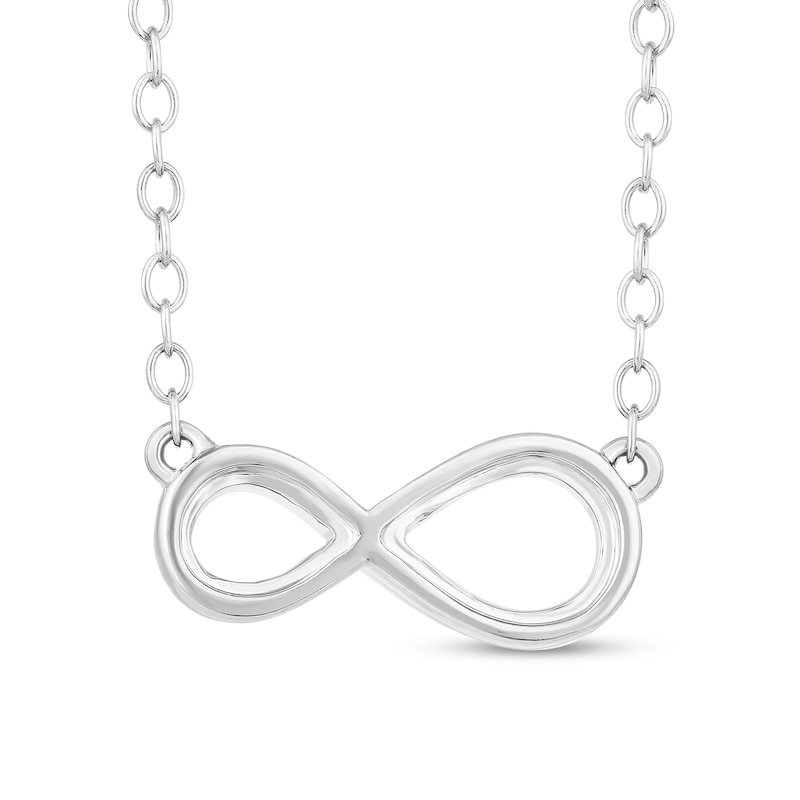 Main Image 2 of 1/20 CT. T.W. Black Diamond and Beaded Sideways Infinity Necklace in Sterling Silver