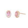 Thumbnail Image 1 of Oval Pink Garnet and 1/15 CT. T.W. Diamond Open Rope-Textured Frame Stud Earrings in 10K Rose Gold