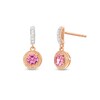 Thumbnail Image 0 of 4.0mm Garnet and Diamond Accent Textured Frame Drop Earrings in 10K Rose Gold