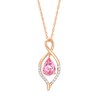 Thumbnail Image 1 of Pear-Shaped Garnet and 1/20 CT. T.W. Diamond Loop Pendant in 10K Rose Gold