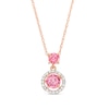 Thumbnail Image 1 of 5.0mm Garnet and 1/15 CT. T.W. Diamond Open Frame Pendant in 10K Rose Gold