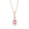 Thumbnail Image 1 of Oval Garnet and Multi-Diamond Accent Textured Open Frame Pendant in 10K Rose Gold