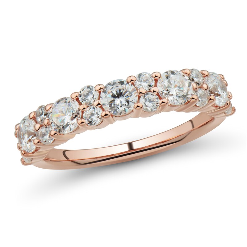 Main Image 1 of 1-1/3 CT. T.W. Diamond Alternating Duos Band in 14K Rose Gold