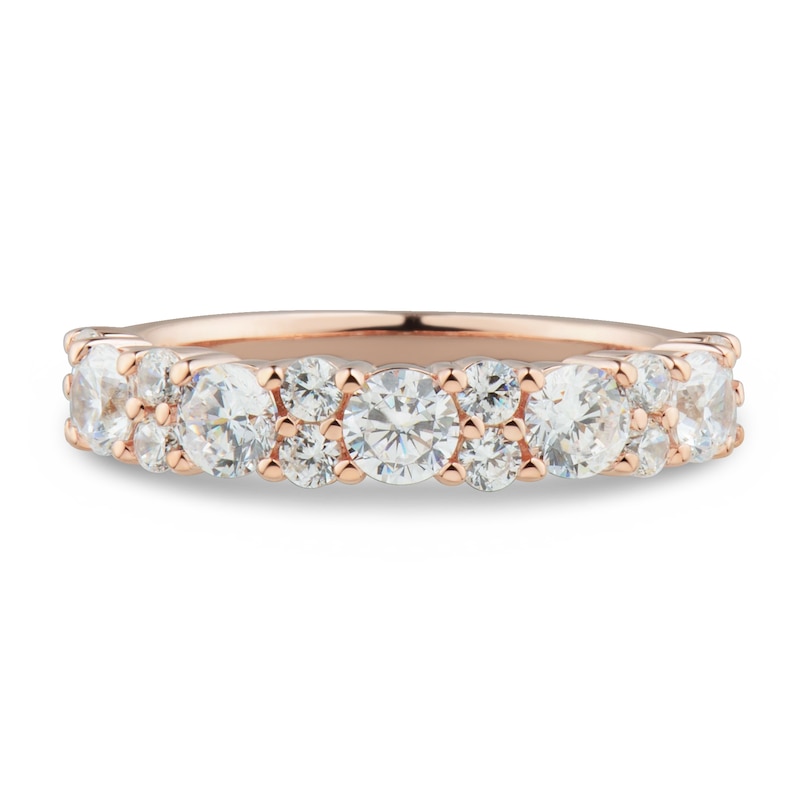 Main Image 3 of 1-1/3 CT. T.W. Diamond Alternating Duos Band in 14K Rose Gold