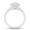Thumbnail Image 2 of 1 CT. T.W. Oval Diamond Starburst Frame Vintage-Style Ring in 14K White Gold (I/I1)