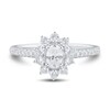 Thumbnail Image 3 of 1 CT. T.W. Oval Diamond Starburst Frame Vintage-Style Ring in 14K White Gold (I/I1)