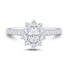 Thumbnail Image 2 of 1 CT. T.W. Oval Diamond Starburst Frame Vintage-Style Ring in 14K White Gold (I/I1)