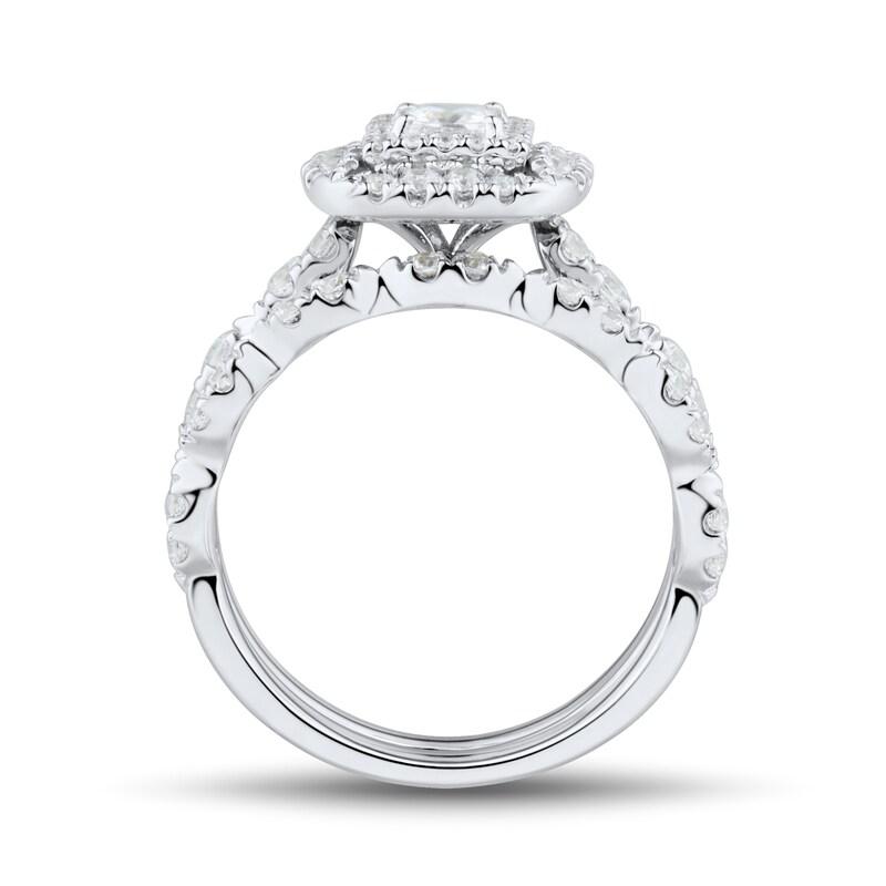 1 CT. T.W. Princess-Cut Diamond Frame Art Deco Bridal Set in 14K White Gold (I/I2)