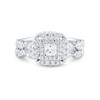 Thumbnail Image 2 of 1 CT. T.W. Princess-Cut Diamond Frame Art Deco Bridal Set in 14K White Gold (I/I2)