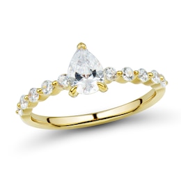 1 CT. T.W. Pear-Shaped Diamond Station Engagement Ring in 14K Gold (I/I1)