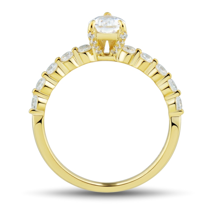 1 CT. T.W. Pear-Shaped Diamond Station Engagement Ring in 14K Gold (I/I1)