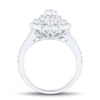 Thumbnail Image 2 of 1-1/2 CT. T.W. Oval Diamond Layered Scallop Frame Engagement Ring in 14K White Gold (I/I1)