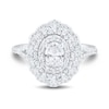 Thumbnail Image 3 of 1-1/2 CT. T.W. Oval Diamond Layered Scallop Frame Engagement Ring in 14K White Gold (I/I1)