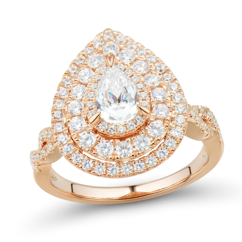 1-1/4 CT. T.W. Pear-Shaped Diamond Triple Frame Engagement Ring in 14K Rose Gold (I/I1)