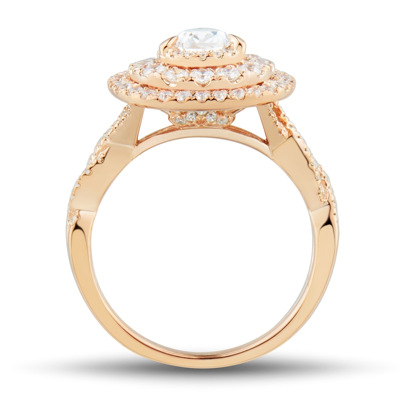 1-1/4 CT. T.W. Pear-Shaped Diamond Triple Frame Engagement Ring in 14K Rose Gold (I/I1)