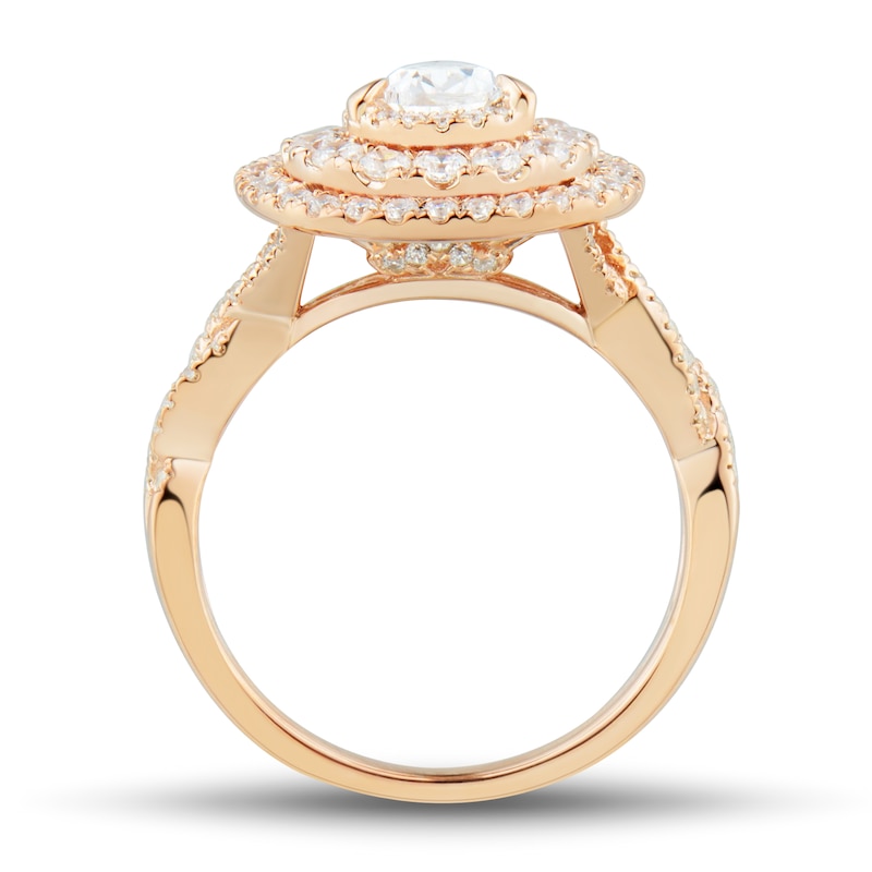Main Image 2 of 1-1/4 CT. T.W. Pear-Shaped Diamond Triple Frame Engagement Ring in 14K Rose Gold (I/I1)