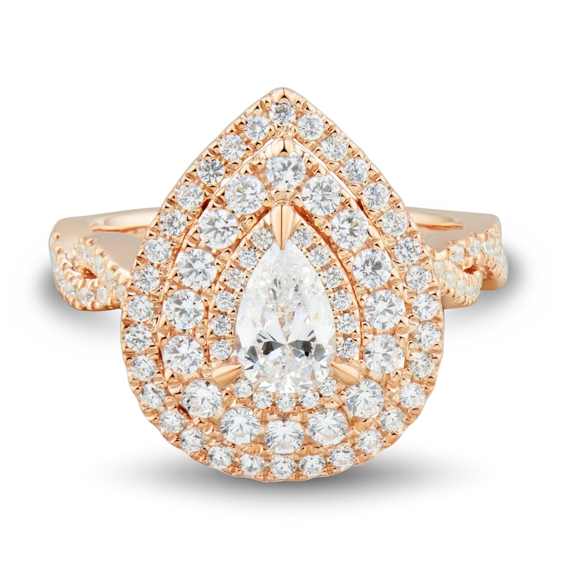 1-1/4 CT. T.W. Pear-Shaped Diamond Triple Frame Engagement Ring in 14K Rose Gold (I/I1)