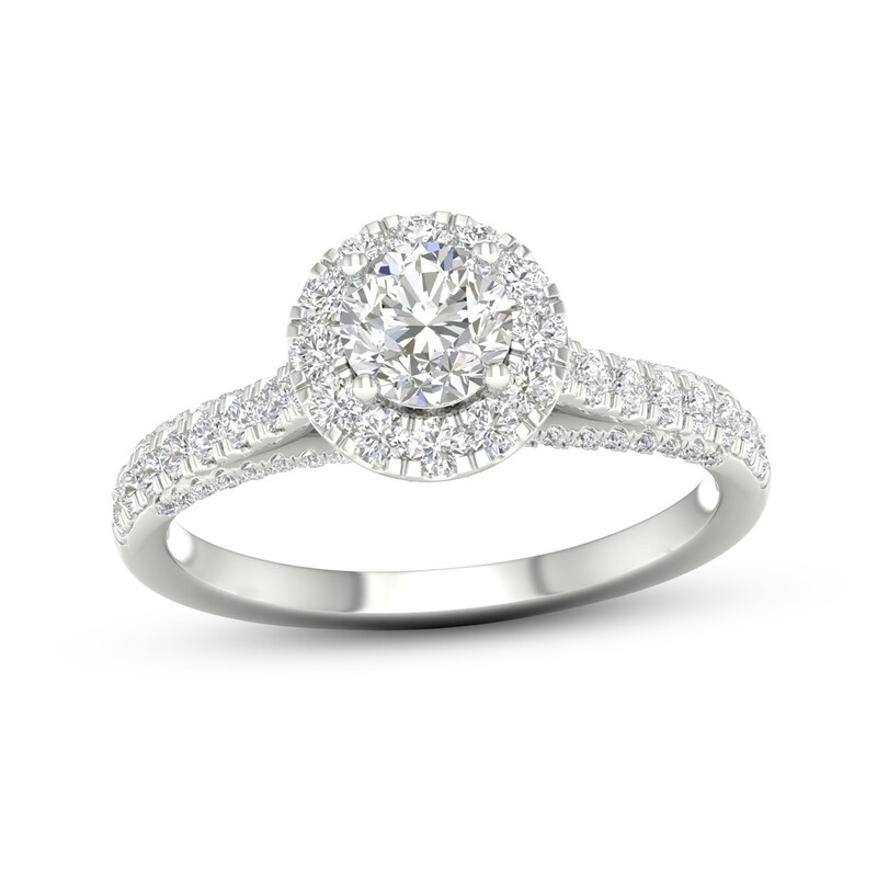 Trouvaille Collection 1 CT. T.W. DeBeers®-Graded Diamond Frame Engagement Ring in Platinum (F/I1)