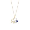 Thumbnail Image 1 of Heart-Shaped Blue Lab-Created Sapphire and 1/20 CT. T.W. Diamond Elephant Outline Pendant in 10K Gold