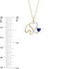 Thumbnail Image 3 of Heart-Shaped Blue Lab-Created Sapphire and 1/20 CT. T.W. Diamond Elephant Outline Pendant in 10K Gold