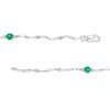 Thumbnail Image 3 of Lab-Created Emerald and Diamond Accent Station Wavy Line Bracelet in Sterling Silver - 7.5"
