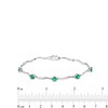 Thumbnail Image 4 of Lab-Created Emerald and Diamond Accent Station Wavy Line Bracelet in Sterling Silver - 7.5"