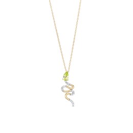Pear-Shaped Peridot and Diamond Accent Snake Pendant in 10K Gold
