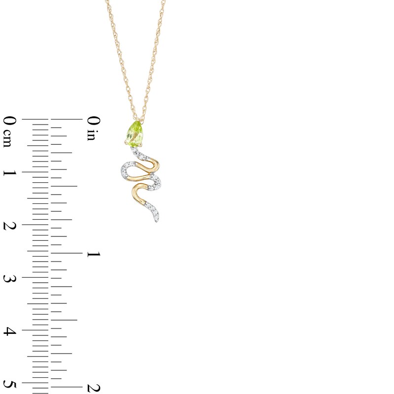 Main Image 3 of Pear-Shaped Peridot and Diamond Accent Snake Pendant in 10K Gold