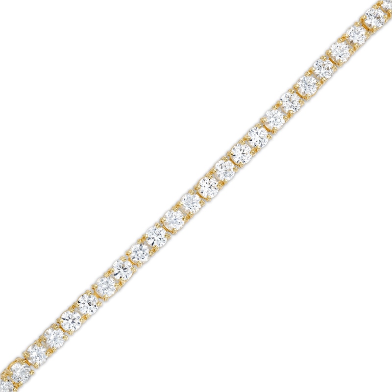 Main Image 1 of 3.0mm White Lab-Created Sapphire Tennis Bracelet in Sterling Silver with 18K Gold Plate - 7.25"