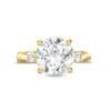 Thumbnail Image 3 of 10.0mm White Lab-Created Sapphire Three Stone Ring in Sterling Silver with 18K Gold Plate - Size 7